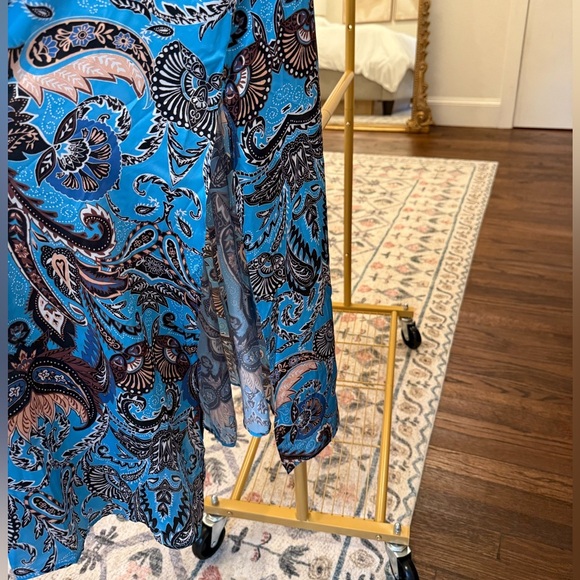 Topshop NWT Blue Paisley Cutout Backless Halter Festival Maxi Dress- Size 4 - Picture 6 of 9